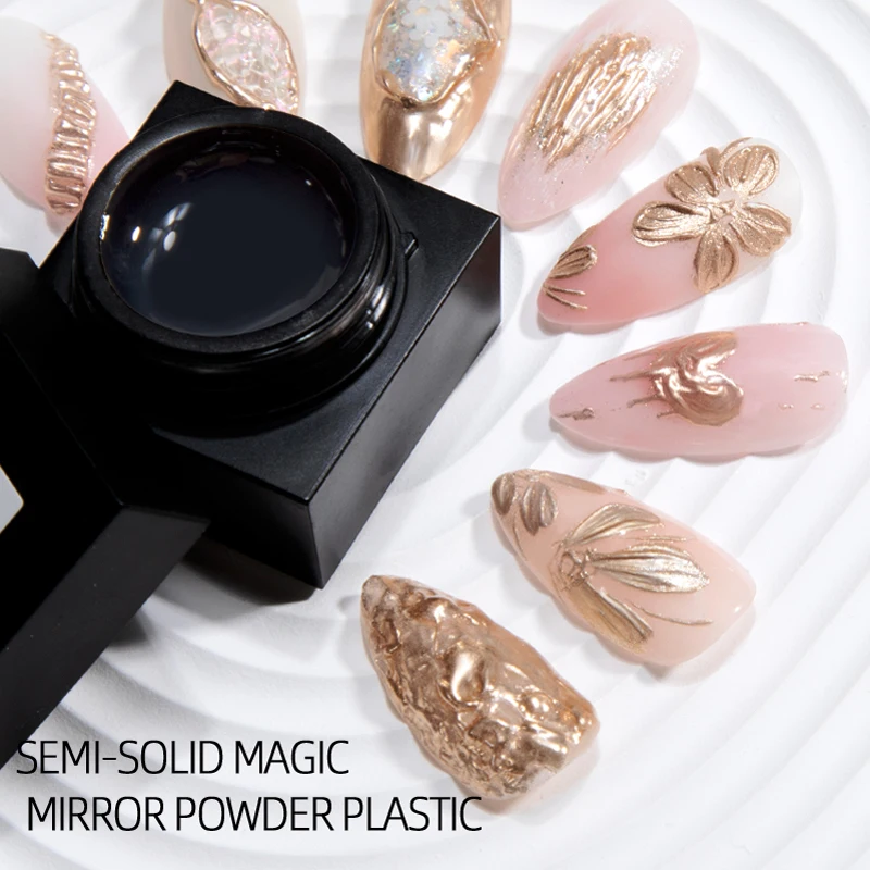 Modelling Gel Nail Polish Semi-solid Magic Mirror Powder Model Gel 3D Tranparent Nail Glue Soak Off UV LED Nail Art Decoration 3