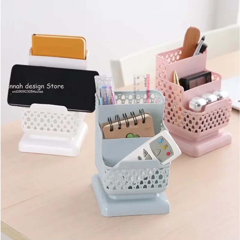 School Stationery Makeup Organizer Desktop Storage Box Container Cosmetics Stationery Plastic Organizer School Office Supply