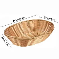 12Pcs Handwoven Oval Plastic Basket, Wicker Bread Baskets, Tabletop Fruit Vegetables Food Serving Basket for Home & Kitchen 2