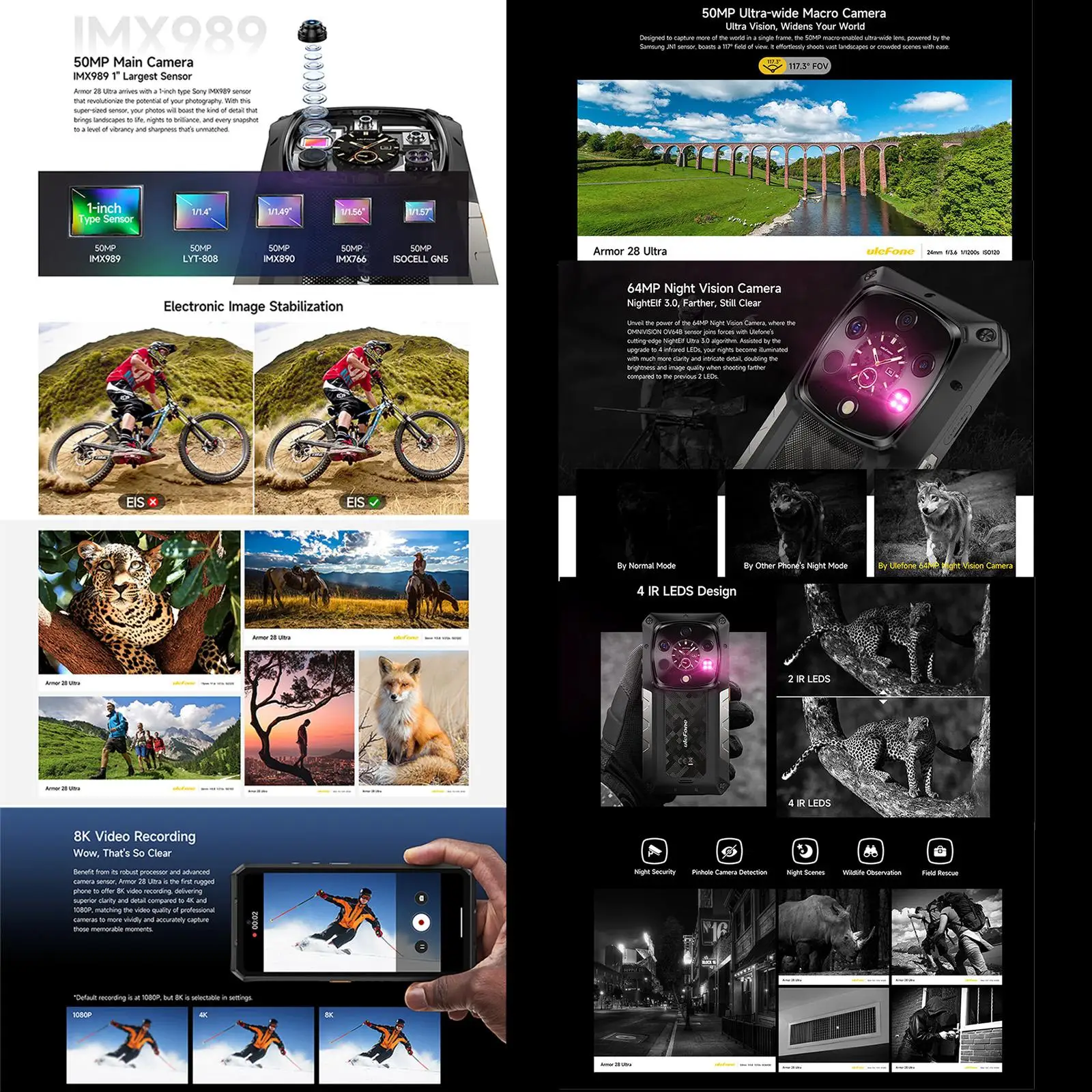 Ulefone Armor 28 Ultra 5G AI Thermal Imaging Rugged Phone 16GB+1TB Smartphone Android 14 AMOLED 6.67" Dimensity 9300+ 120W 5G