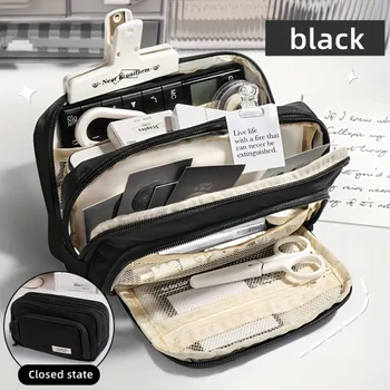 Astuccio per matite Astuccio per matite di grande capacità Astuccio per penne portatile Regalo cosmetico portatile per ufficio Scuola Ragazza adolescente Ragazzo Uomo Donna Adulto