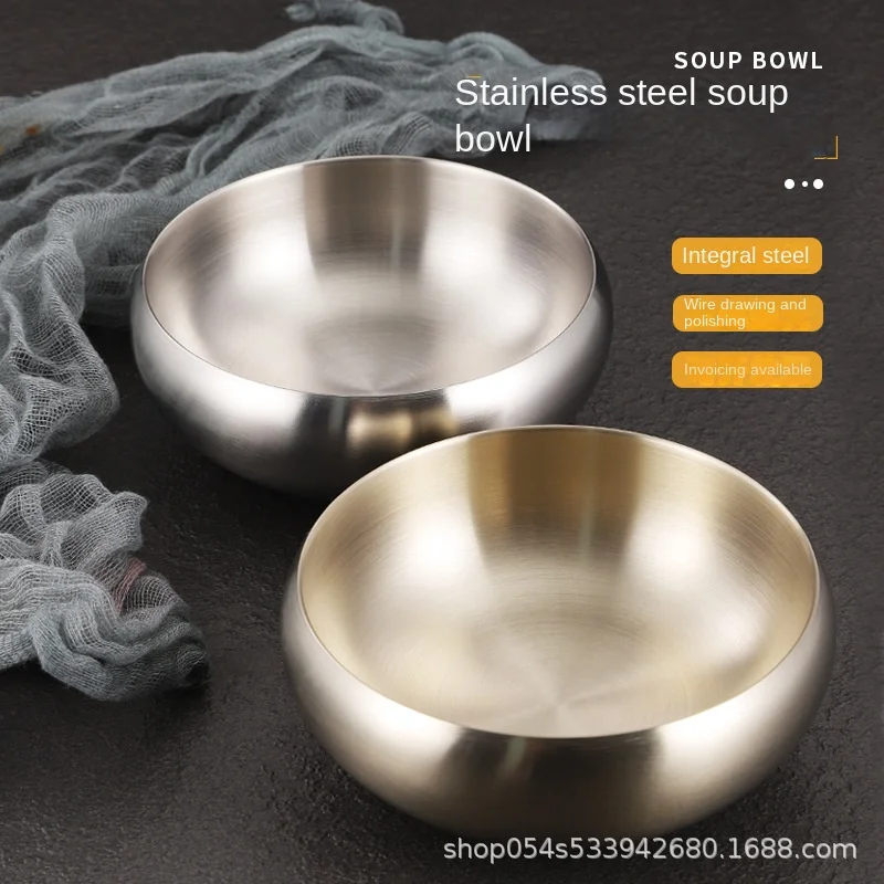 Korean Stainless Steel Rice Bowl Barbecue Shop Commercial Double-layer Insulated Soup Bowl Double-layer Set