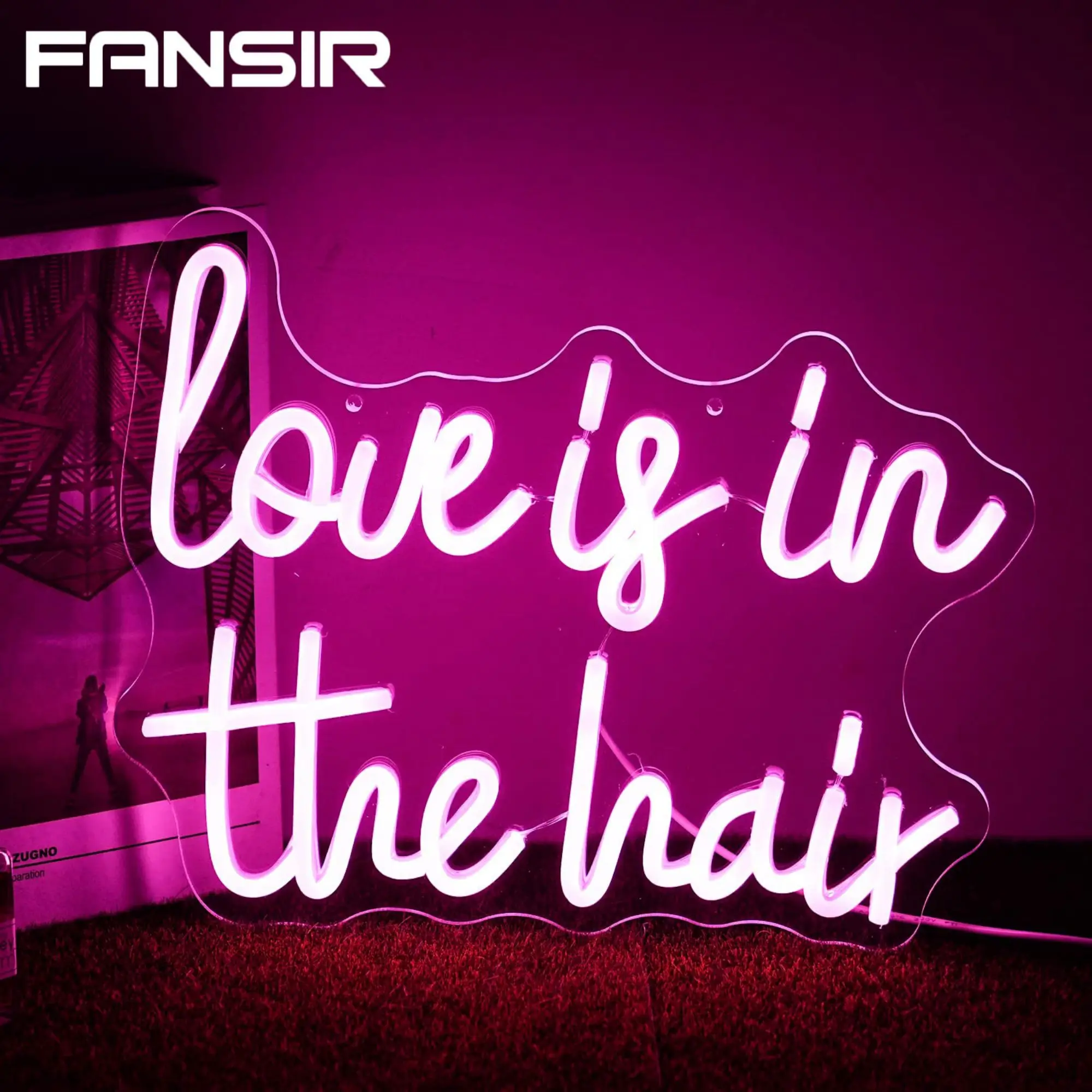 

Неоновая вывеска Love is in the Hair, светодиодный светильник вывеска для украшения стен, USB-вывеска с регулируемой яркостью для парикмахерской, салона красоты