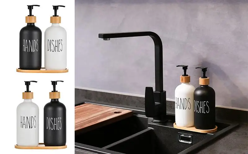 

Soap Lotion Dispenser 2pcs Liquid Dish Soap Shampoo Shower Gel Set For Kitchen Sink Hands Soap Dishes Detergent Storage Bottle