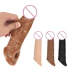 Reusable Penis Sleeve Extender Realistic Penis Condom Silicone Extension Sex Toy for Men Cock Enlarger Condom Sheath Delay 1