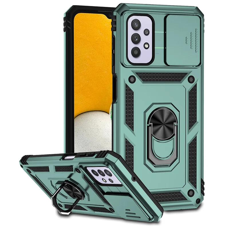 5G Armor Shockproof Case with Slide Lens Cover & Magnetic Car Holder Ring