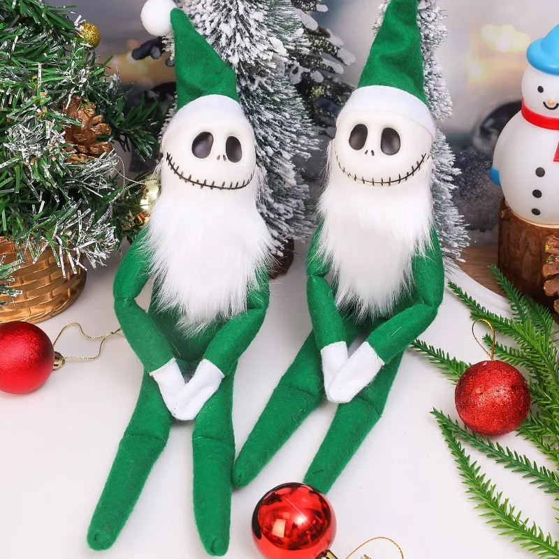 34cm Christmas Elf Dolls Kids Toys Xmas Tree Pendants Poseable Elf Shelf With Dangling Legs New Year Party Decoration Supplies