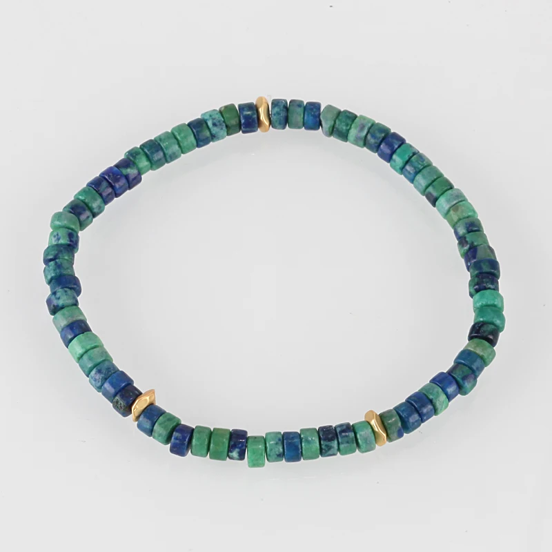 Bracelet à breloques en pierre naturelle verte pour homme, perles  porte-bonheur cylindriques, bijoux