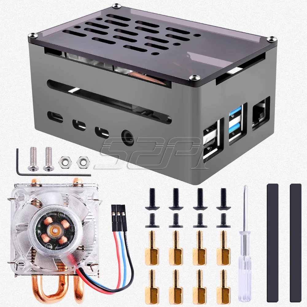 Tijolo de Alumínio para Raspberry pi Modelo b Black Enclosure Shell Low-profile Ice Tower Ventilador de Refrigeração para Rpi 4b 52pi Case de - Imagem 3