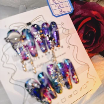 Galaxy Crystal Charm Press On Nails