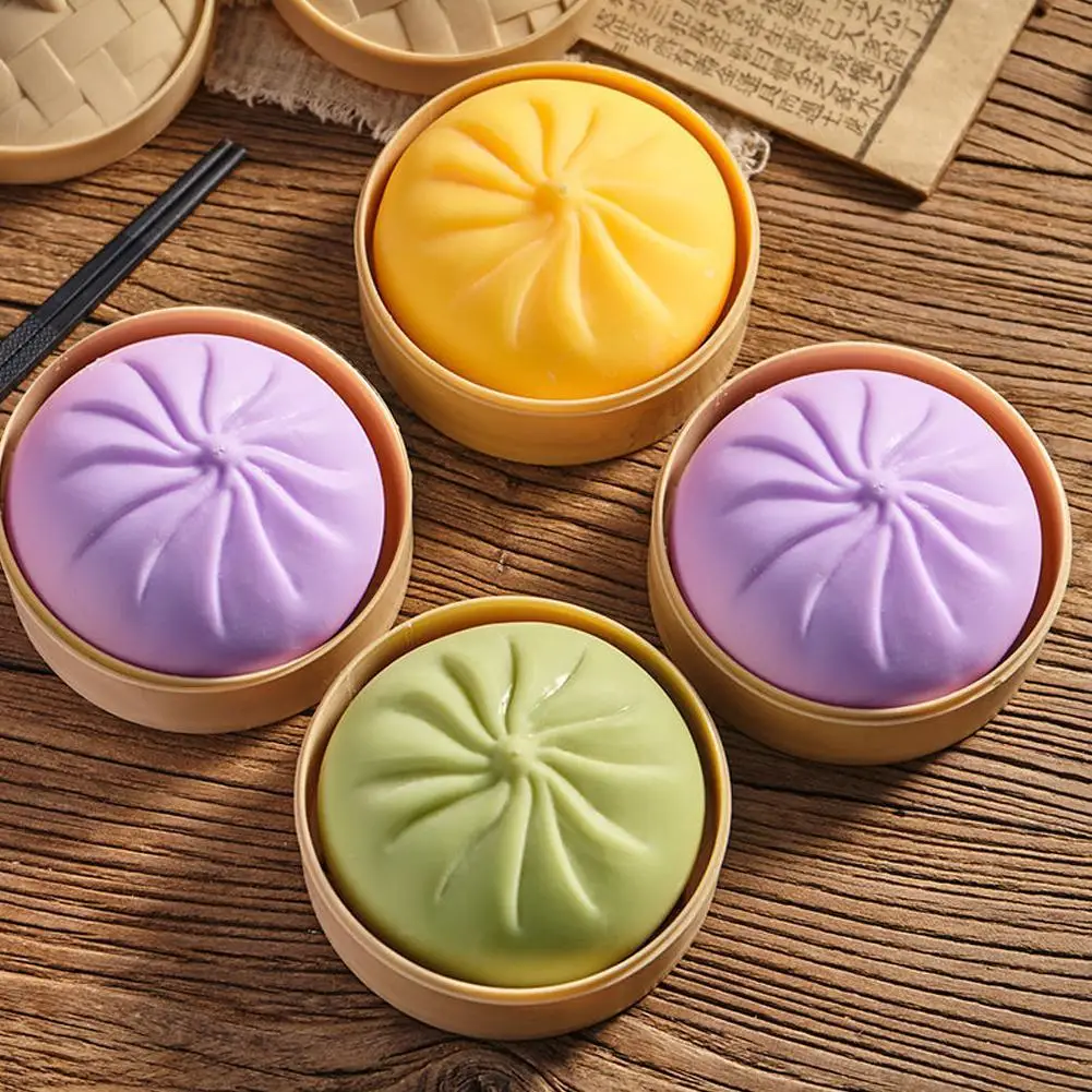 Dumpling Stress Relief Elastic Dough Ball with Mini Steamer Basket
