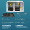 Elite Gourmet -French Door 47.5Qt, 18-Slice Convection Oven 4-Control Knobs, Bake Broil Toast Rotisserie Keep Warm, Inc 6