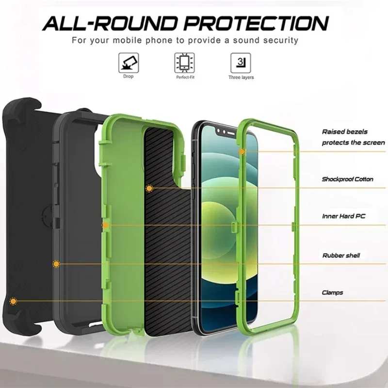 Hybrid Heavy Duty Armor Phone Case with Belt Clip Cover