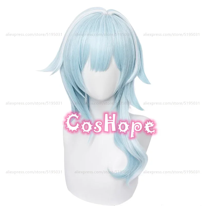 Cosplay Prop Eula Cosplay Wig Women 48cm Short Wig Blue White Cosplay Anime Wigs Heat Resistant Synthetic Wigs Halloween