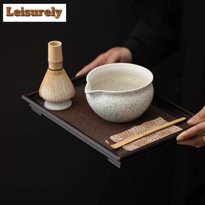 Japanese Sesame Polka Dot Ceramic Matcha Bowl Tea Stew Stand Tea Tool Tea Brush Holder Stirring Tea Hundred Opera Matcha Tray