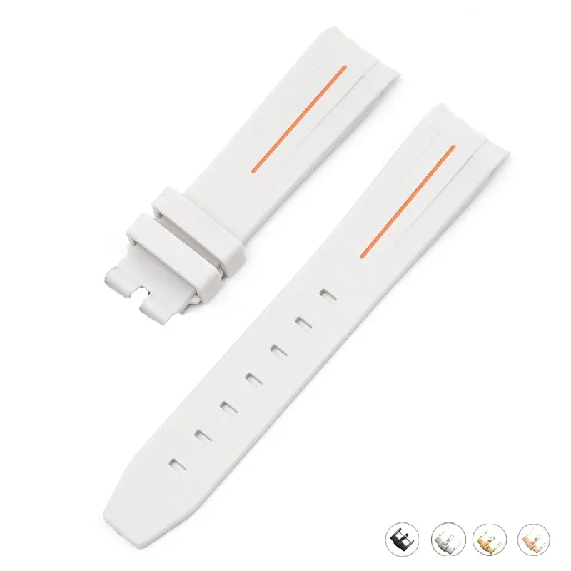 Silicone Diving Sport Watch Band – Waterproof Curved End Rubber Strap