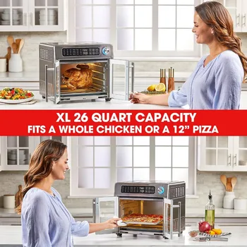 26 QT super large air fryer, convection oven with French door, stainless steel Shipping 5
