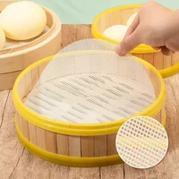 Tapis de cuisson antiadhésif en Silicone blanc et bambou, pour cuiseur à vapeur, Dim Sum, pour Restaurant, cuisine sous les cuiseurs à vapeur, outils de cuisine réutilisables 1