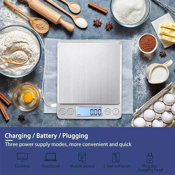 500g x 0.01g USB Digital Pocket Scale Hair Salon Hair Color Weighing Scale with Trays