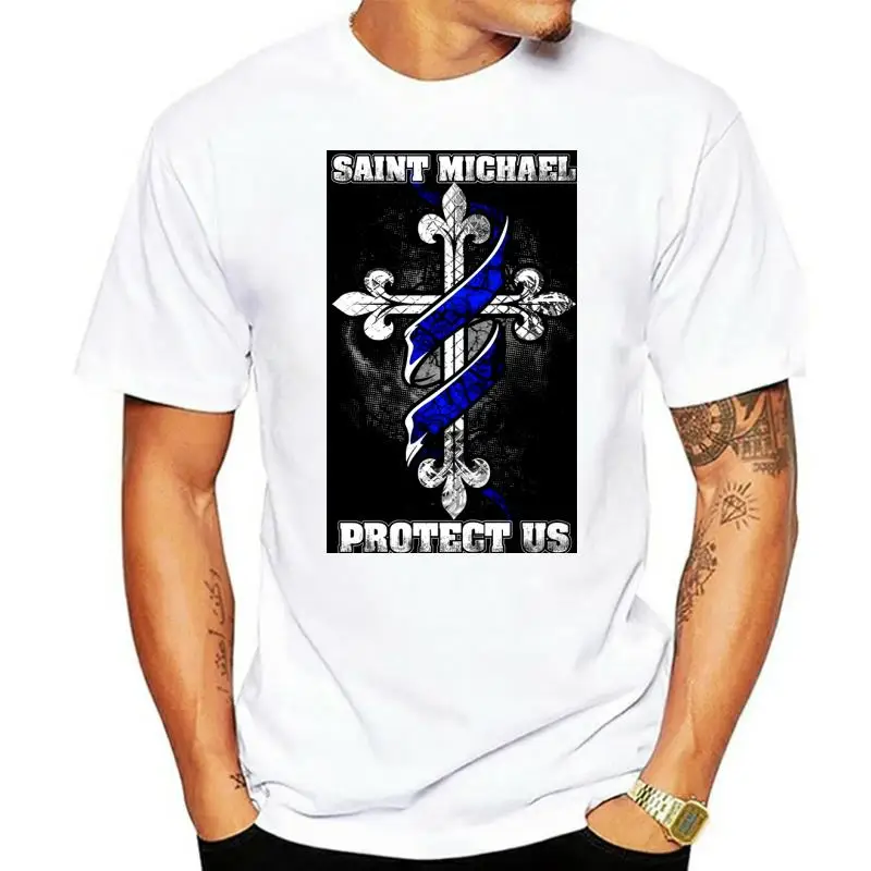 

Men T Shirt Thin Blue Line St. Michael Protect Us Women T-Shirt