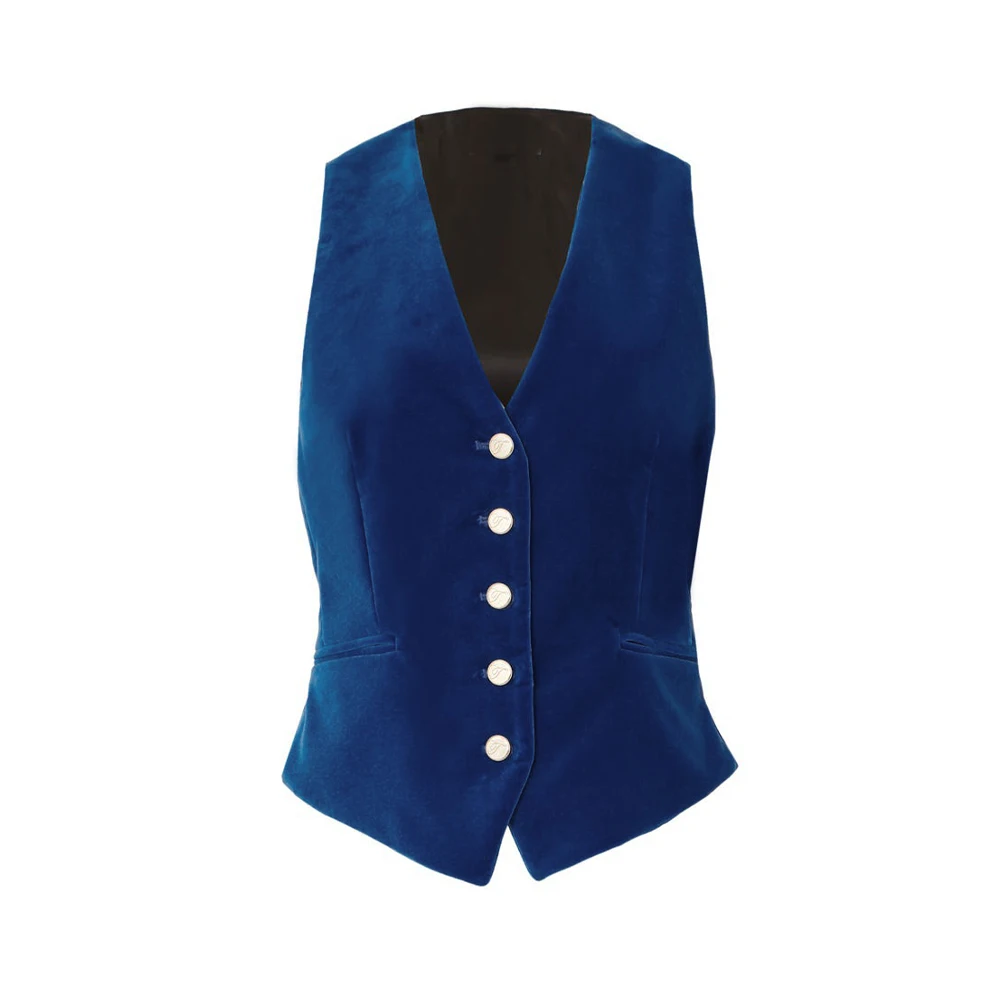 Velvet Vests for Lady V Neck Black Suit Vest Women's Waistcoat Casual Sleeveless Single Breasted Jacket Winter Office Party 2