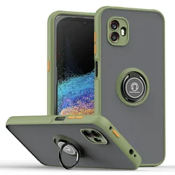Armor Matte Case with Ring Magnetic Holder and Stand - Shockproof Protective Cover for Xcover 7 (Green)