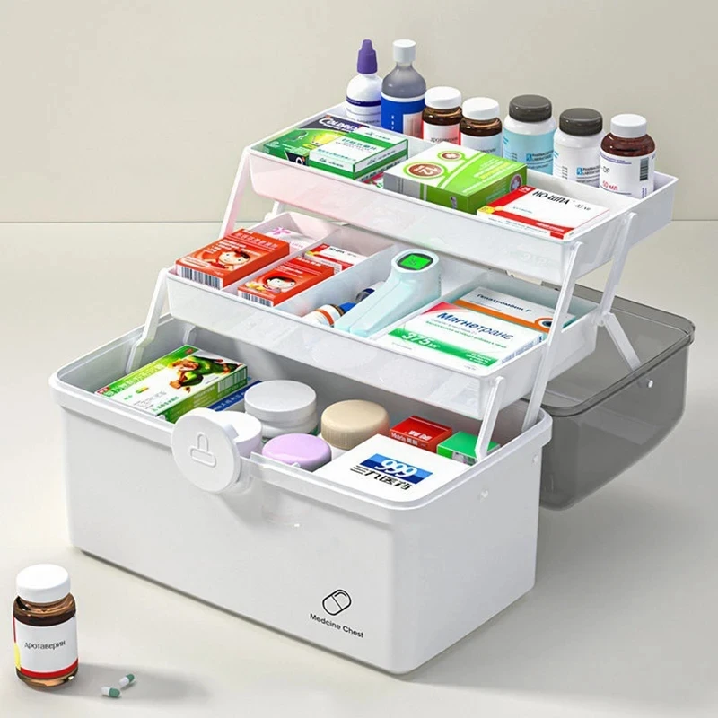 3 Layers Large Capacity Family Medicine Organizer First Aid Kit Portable Pill's Storage Boxes Emergency Pharmacy Super Container