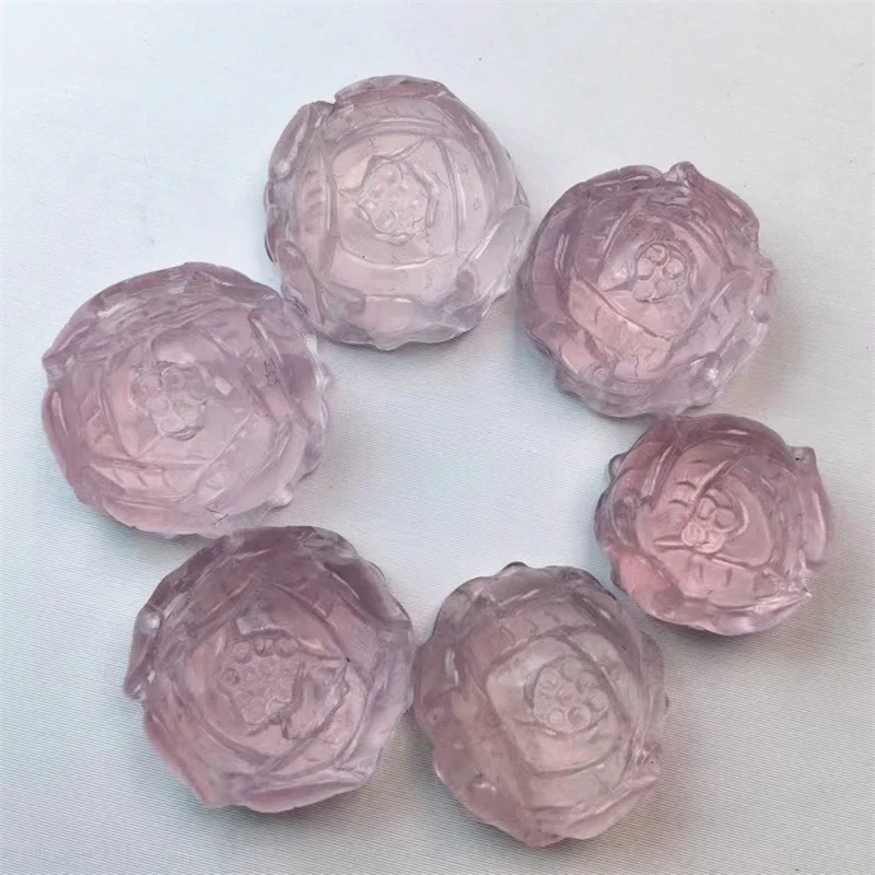 

4pcs Natural Rose Quartz Peony Flower Carving Energy Gem Reiki Healing Home Decoration Gift 1pcs 13-18mm