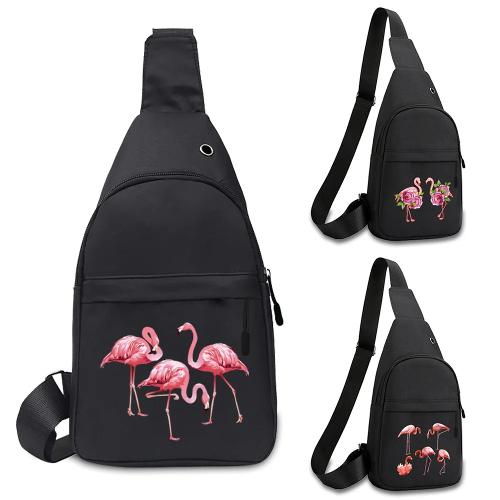 

Chest Bag Fashion Flamingo Print Men Shoulder Bag Outdoor Casual Wallet Mobile Phone Organizer Waist Crossbody Pack Handbags