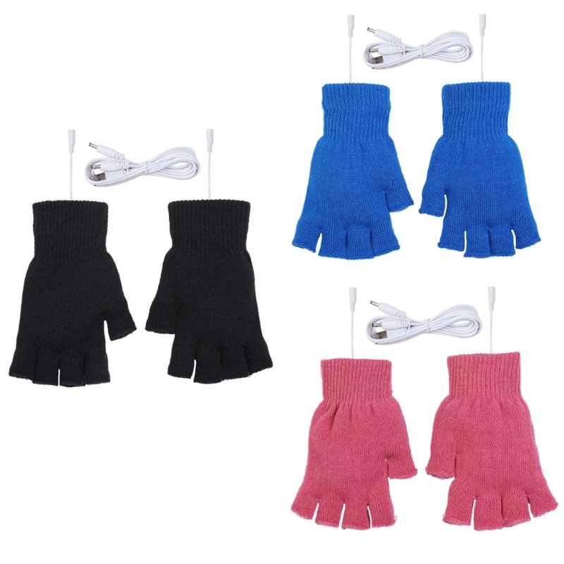 

Y166 Electric Heated Gloves Outdoor Sports ScreenTouch Half Finger USB Thermal Gloves