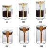 Leakproof Storage Glass Jar with Bamboo Lid Transparent Coffee Bar Station Organizer Moisture Proof 6