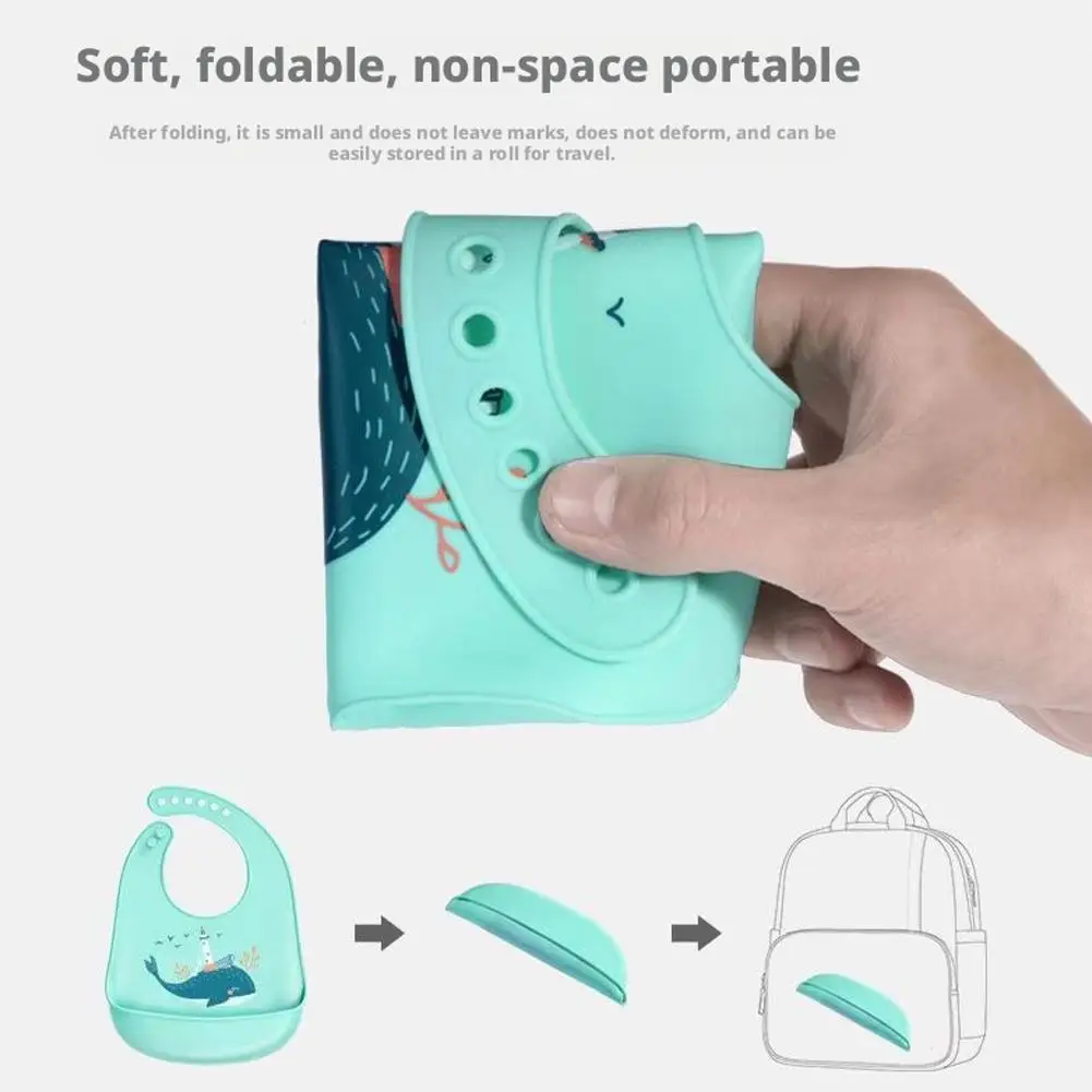 Silicone Baby Bib Waterproof Kids Boy Girl Feeding Stuff Adjustable Feeding Apron Food Grade Cartoon Burp Scarf Toddler Burp Bib 5