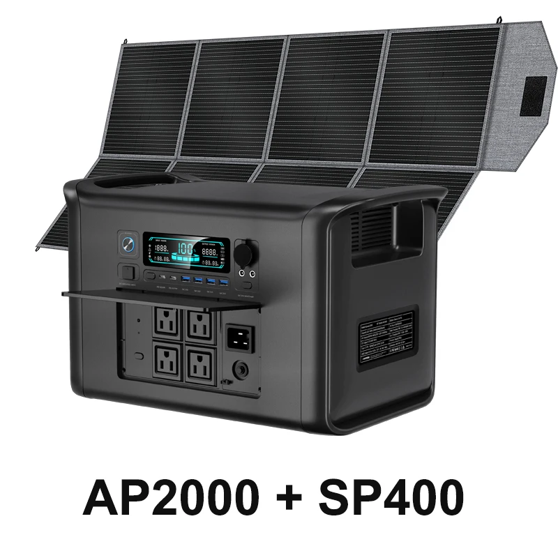 2400W ポータブル電源 400W ソーラーパネル ポータブルソーラー発電機
