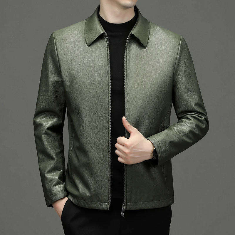 Men's Sheepskin Jacket Spring And Autumn Business Casual Thin Section Lapels
