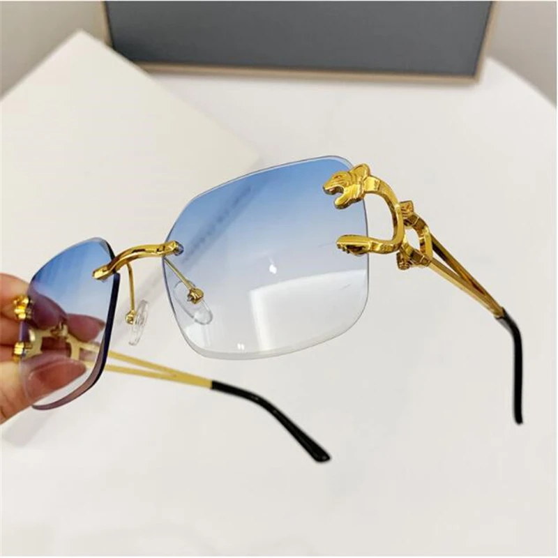 Fashion Rimless cut edge sunglasses for men and women Metal frame mirror  luxury glasses wholesale - AliExpress