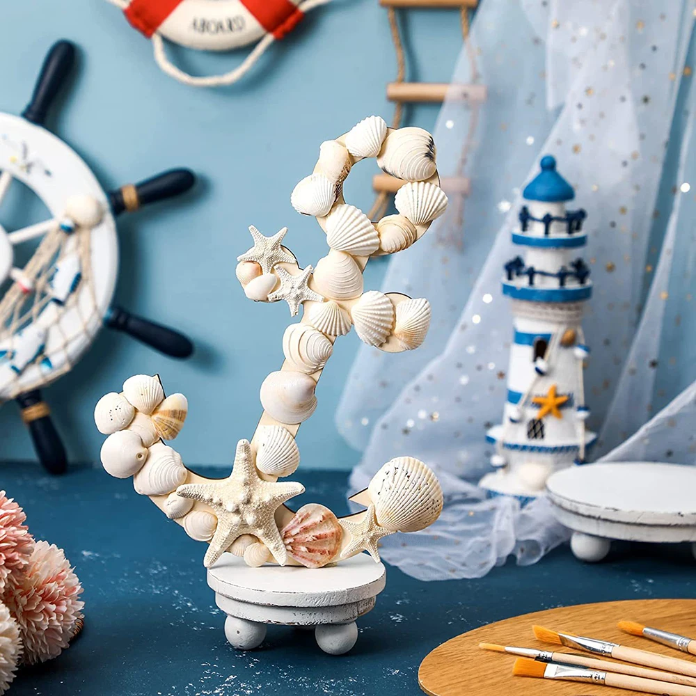 6 Pack Unfinished Wooden Anchors Nautical Wood Cutouts DIY Craft Cutouts Unfinished Wood Ornaments Gift