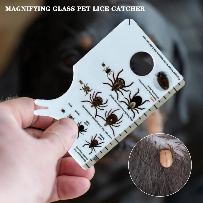 Portable Tick Remover Card with Magnifier Wallet-Sized Tick Removal Tool Pets Lice Catcher Tool Compact-size Durable