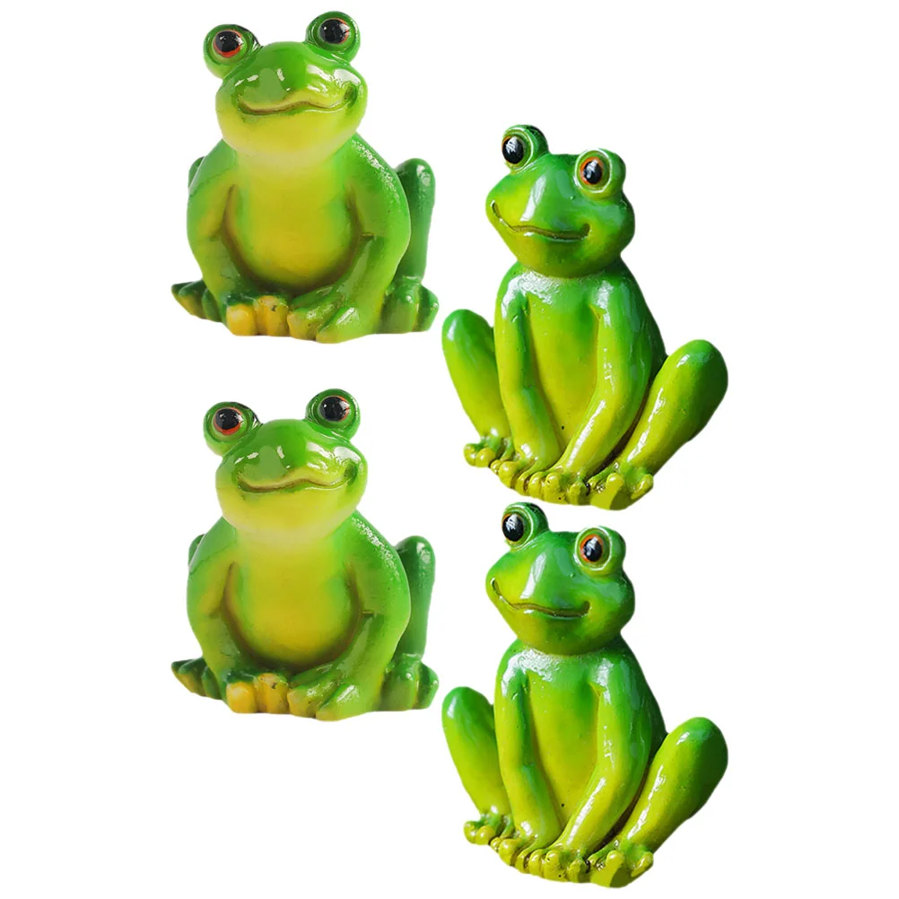 

4 Pcs Decorations Frog Ornaments Miniature Dollhouse Accessories Amphibian Figure Resin Frogs Statue