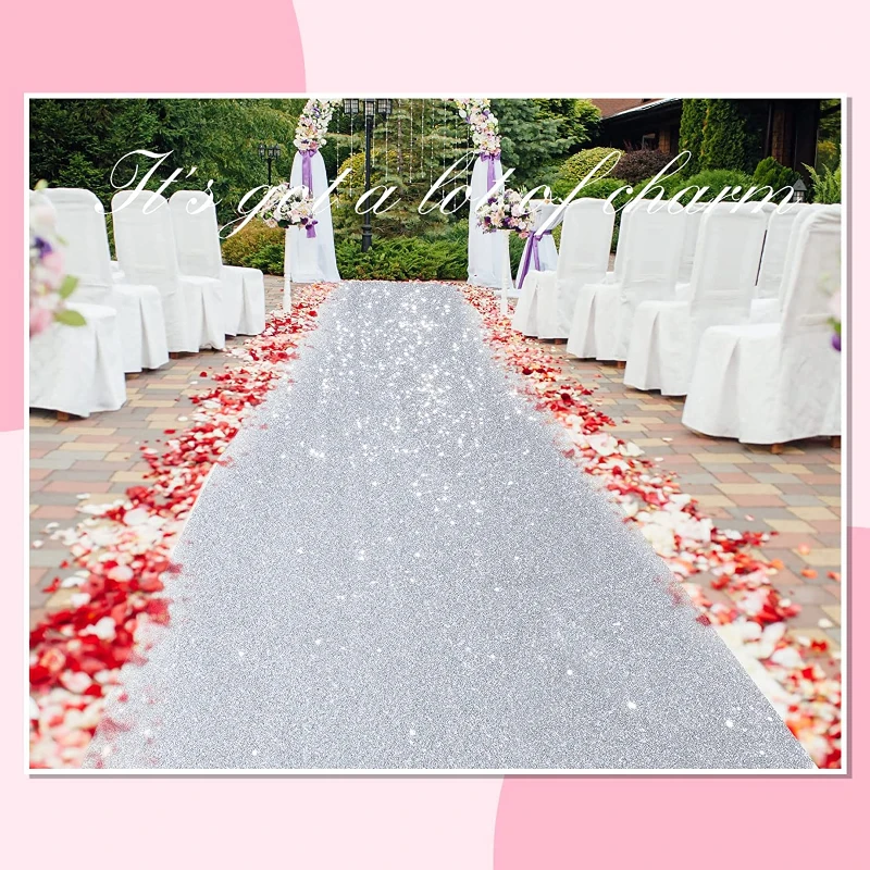 Wedding carpet Wedding Glitter Rug 1m, 3m, 5m Wedding Accessories Silver Aisle Runway Rug, Banquet Party Bridal Hallway Rug Decoration