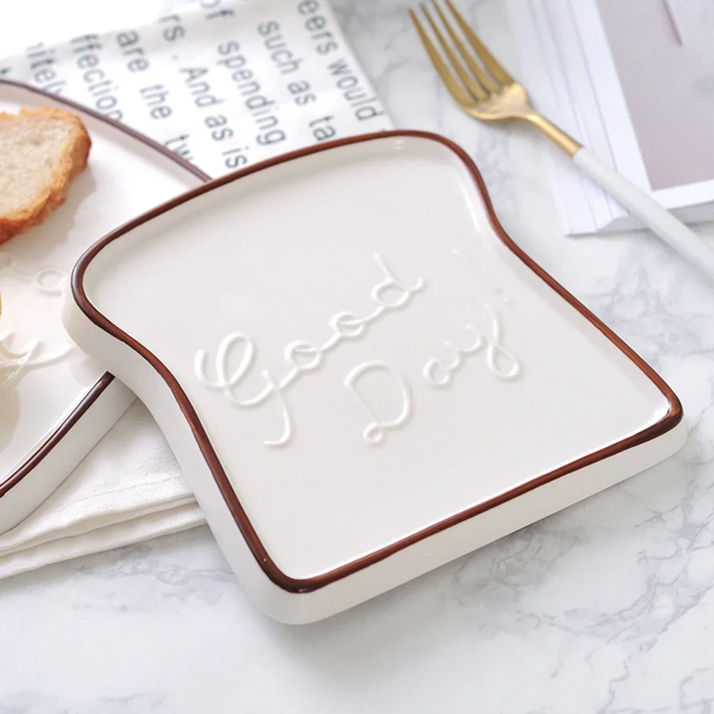 Tableware Set Fruit Plate Ceramic Sauce Dishes Nordic Ceramic Dessert Bread Plates Toast Shape Breakfast Dinner Cute Plates Western Salad Fruit Snack Tray Decorative Tableware