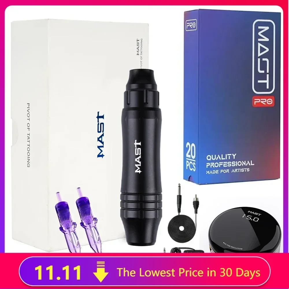 Mast P10 Ultra Tattoo RCA Machine Pen Makeup Permanent Kit New OLED Screen Power Supply Cartridge Needles Set Tattoo Kits tattoo kit tattoo supplies tattoo needles