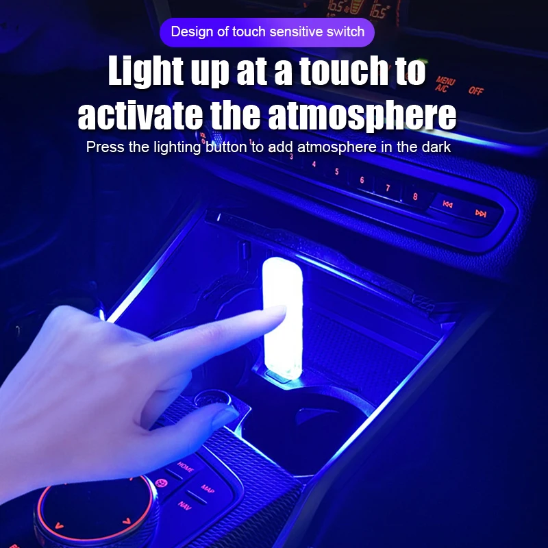 Mini Touching LED Atmosphere Light RGB Universal Car Interior Touch Control Lamp For Truck Vehicles USB Power Supply