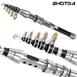 Carbon Telescopic Pole 1.5m 1.8m 2.1m 2.4m Multifunction Fishing Rod Portable Travel Spinning Fishing Pole Fishing Tackle Pesca
