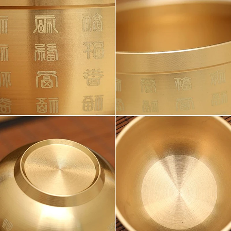 Brass Feng Shui Treasure Bowl Vat Brass Copper Offer Bowl Small Serving Dessert Bowls Wealth Figurine Attract Wealth Good Luck 5