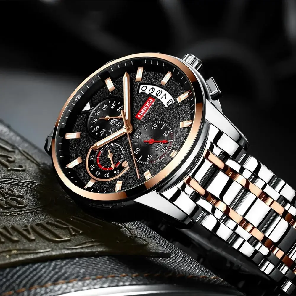 NIBOSI Men's Watches Luxury Fashion Trend Chronograph Wristwatch Luminous Waterproof Watch For Man Wristwatch Relogio Masculino
