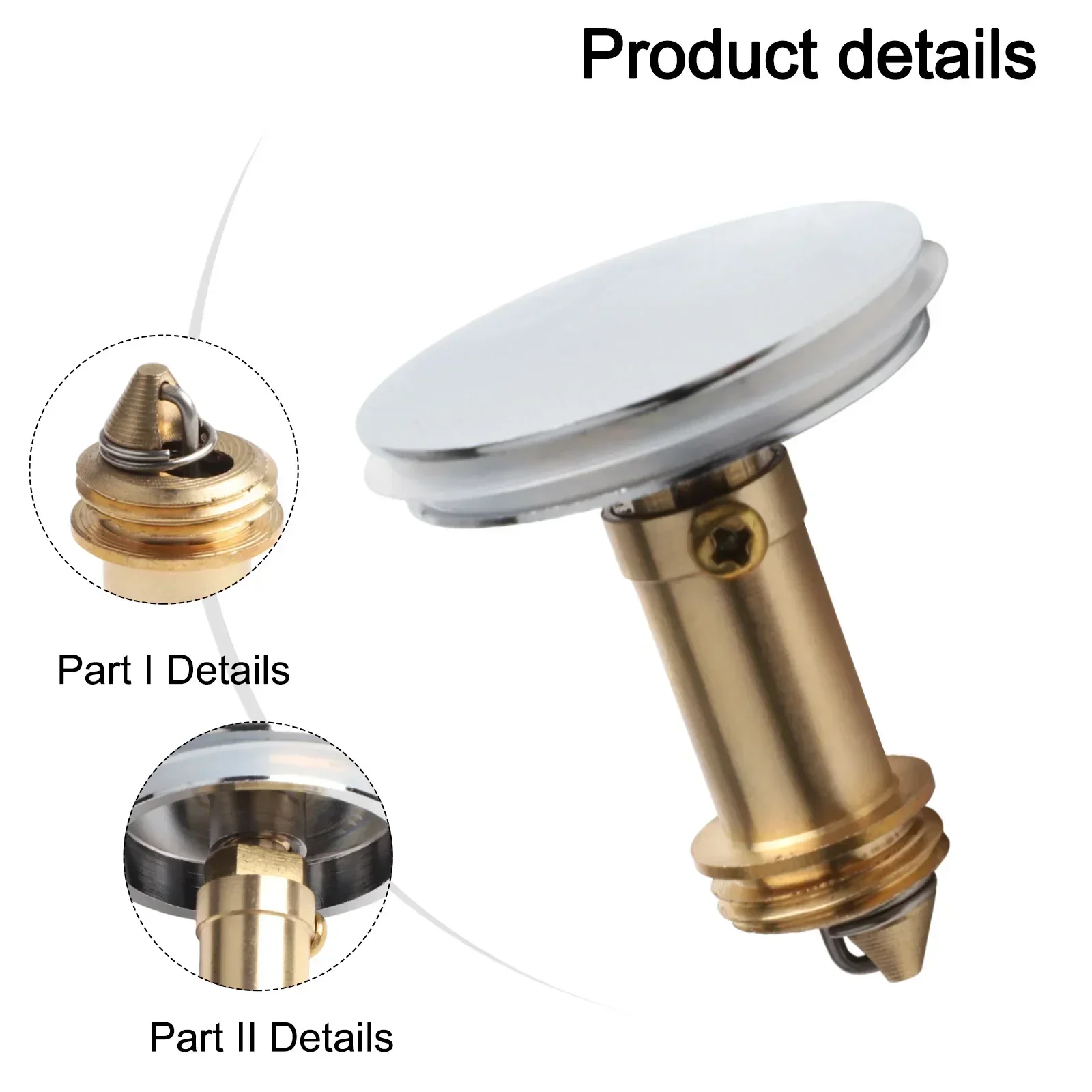 38mm Bathroom Sink Drain Stopper Plugs Bounce Push Button Click Clack Basin Drainer Plug Drain Button Waste Stopper