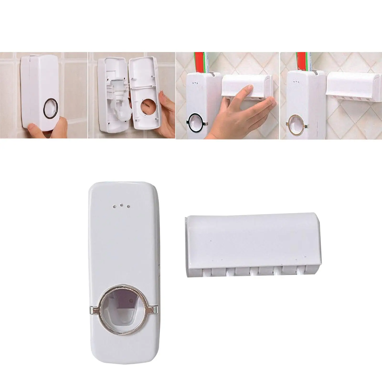 Toothbrush Holder and Toothpaste Dispenser Hands Free for Washroom Bathroom