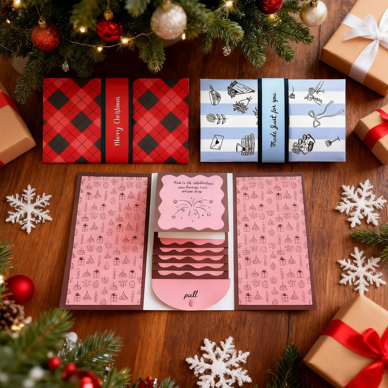 Christmas Giftcard Book Money Holder Envelope Booklet Christmas Giftcard Holder Book for Men Women Boys Girls Youth Teens Son