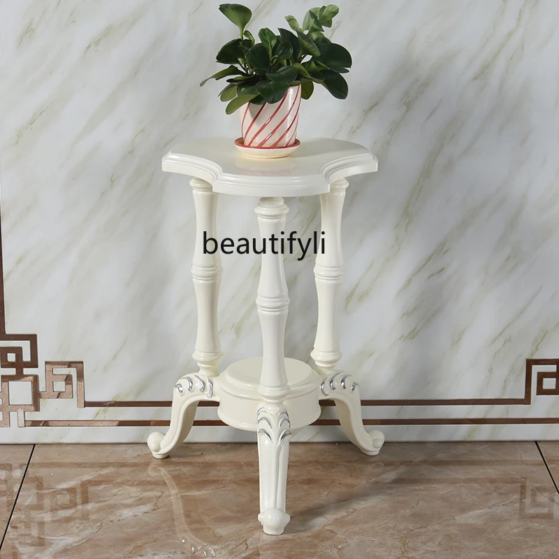 

zqEuropean-Style Flower Stand TV Cabinet Side Floor Multi-Layer Mobile Storage Rack Window Sill Ultra Narrow Small Shelf