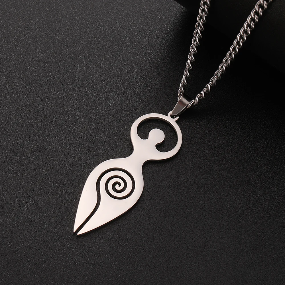 Dawapara Fruchtbarkeit Spirale Mond Göttin Halskette Feminine Energie Halbmond Wicca Magisches Amulett Edelstahl Schmuck – Detail 26